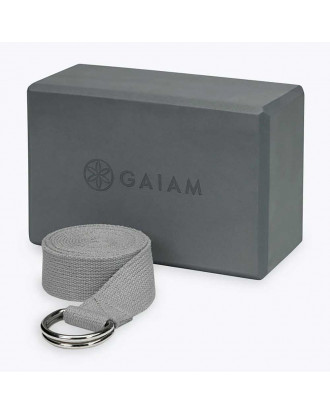 Blocco yoga e cinghia nel set Gaiam